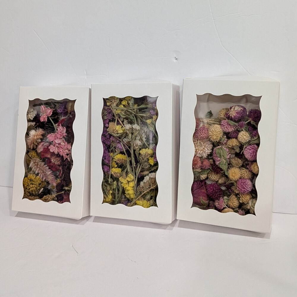 Lot of 3 Boxes Assorted Dried Mini Flowers Gomphrena Statice Crafting Potpourri